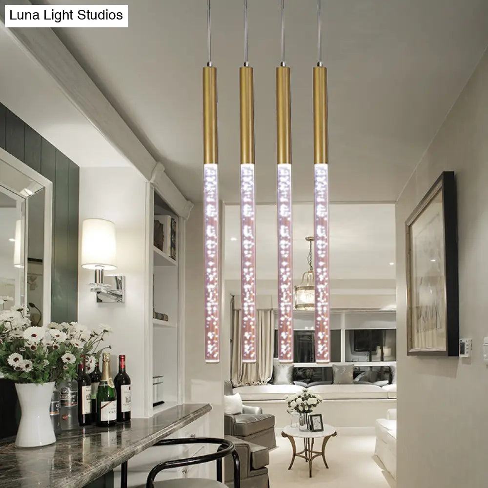 Modern Crystal Hanging Pendant Light - 1-Light Gold Ceiling Lamp For Bars Warm/White/Purple