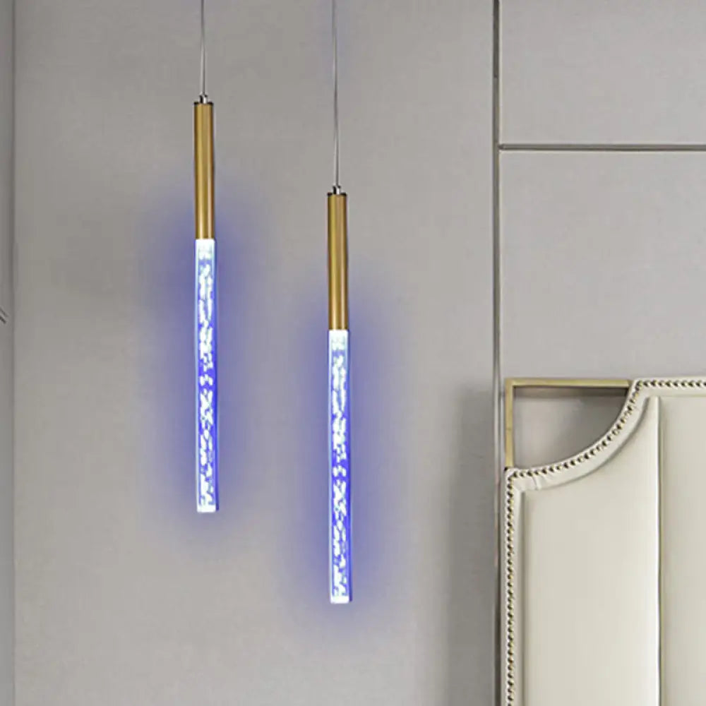 Modern Crystal Hanging Pendant Light - 1-Light Gold Ceiling Lamp For Bars Warm/White/Purple / Blue