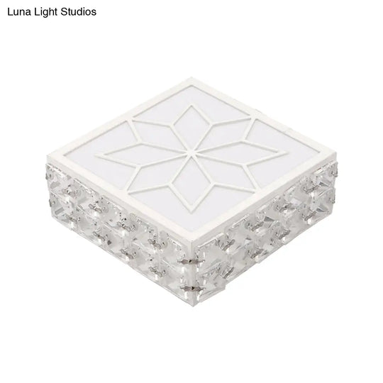 Modern Crystal Inserted Gold Finish Led Flush Mount Ceiling Light For Aisle