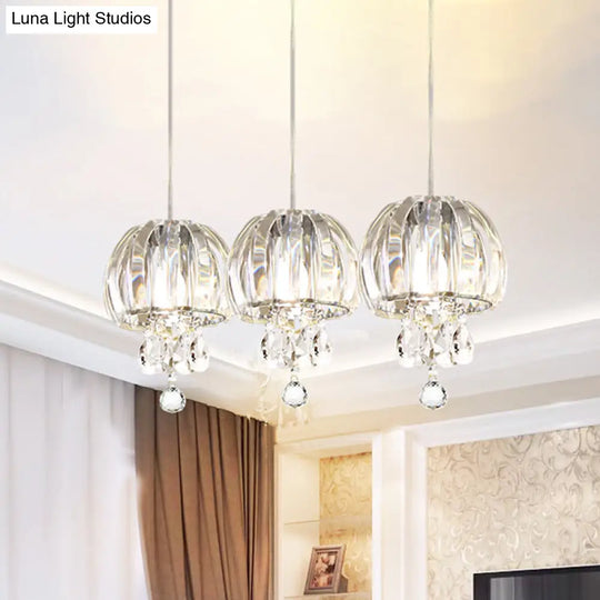 Jellyfish Crystal Petals Mini Pendant - Contemporary Dining Hall Hanging Light Clear