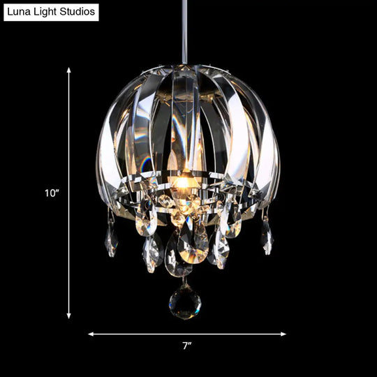 Jellyfish Crystal Petals Mini Pendant - Contemporary Dining Hall Hanging Light