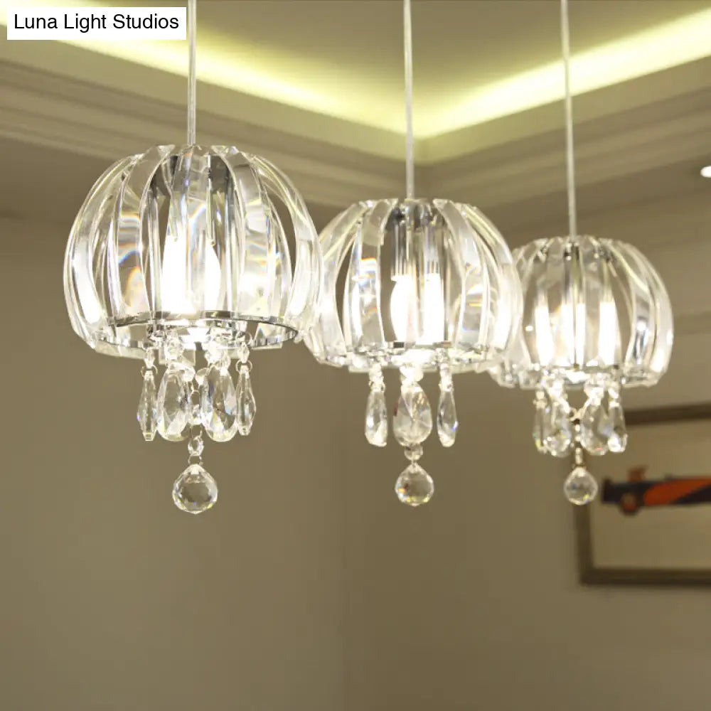 Modern Crystal Jellyfish Pendant Light With Droplets For Dining Hall