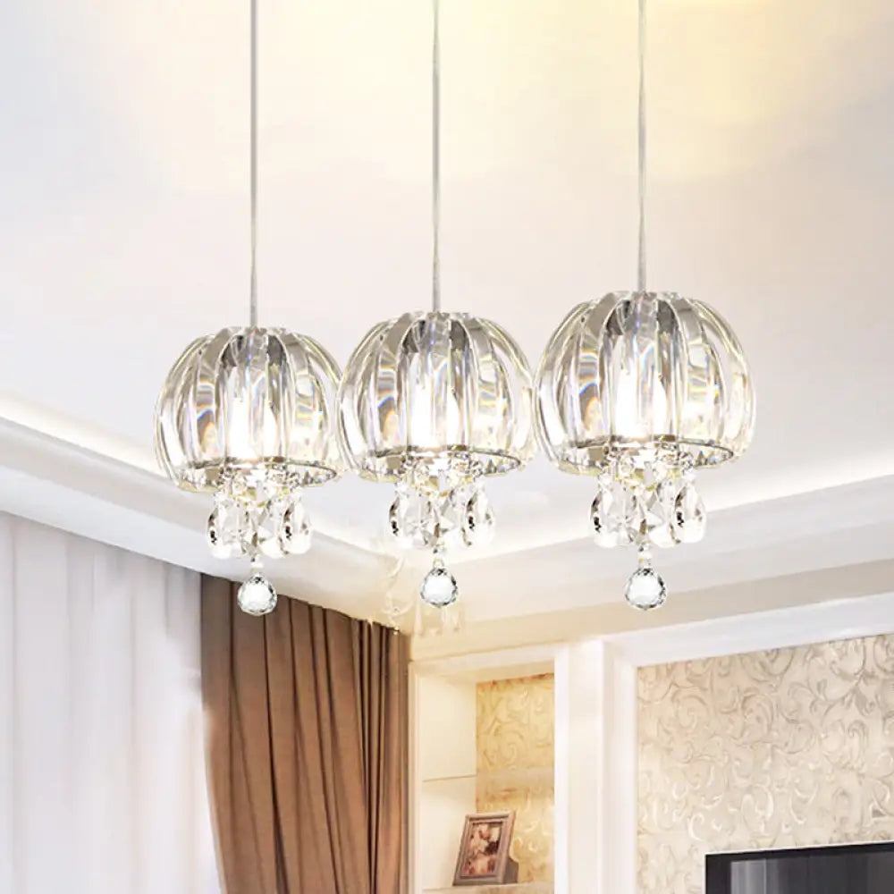 Modern Crystal Jellyfish Pendant Light With Droplets For Dining Hall Clear