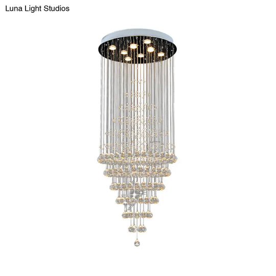 Modern Crystal Layered 8-Bulb Led Ceiling Light For Living Room