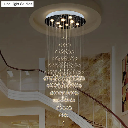 Modern Crystal Layered 8-Bulb Led Ceiling Light For Living Room