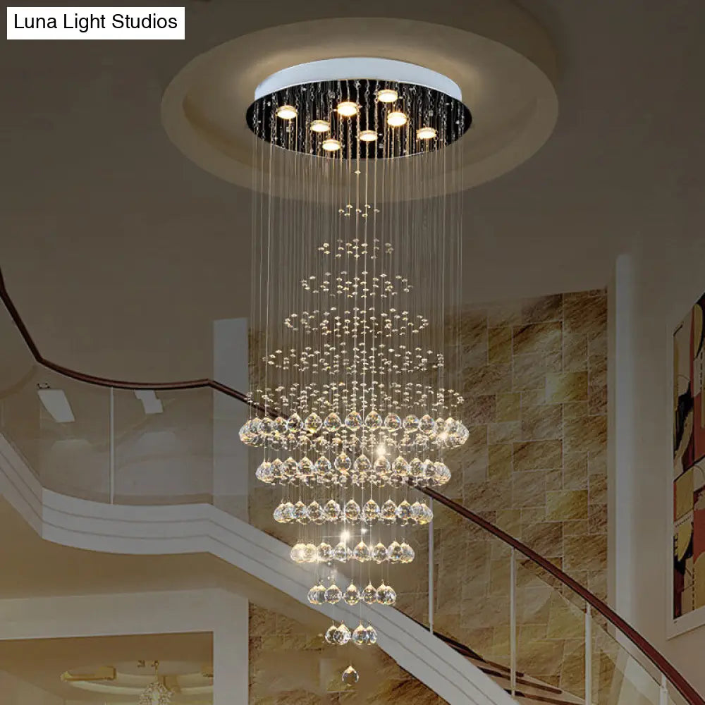 Modern Crystal Layered Led Ceiling Chandelier - Silver 8-Bulb Multi Light For Living Room