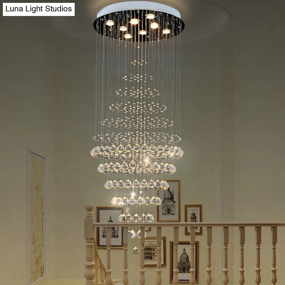 Modern Crystal Layered Led Ceiling Chandelier - Silver 8-Bulb Multi Light For Living Room