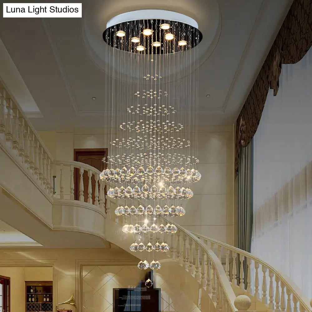 Modern Crystal Layered Led Ceiling Chandelier - Silver 8-Bulb Multi Light For Living Room