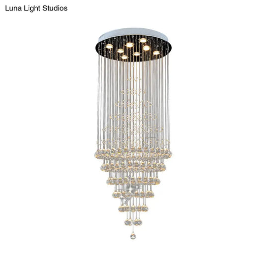 Modern Crystal Layered Led Ceiling Chandelier - Silver 8-Bulb Multi Light For Living Room