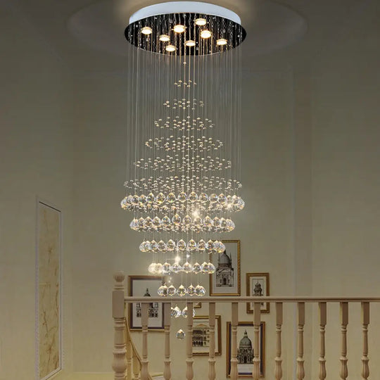 Modern Crystal Layered 8-Bulb Led Ceiling Light For Living Room Silver