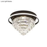 Modern Crystal Led Bedroom Flush Light With Prism Cone And Halo Ring