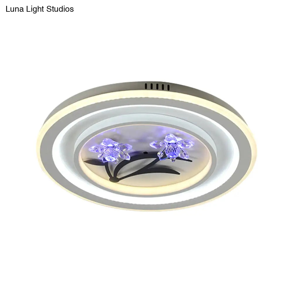 Modern Crystal Led Ceiling Lamp For Great Rooms - Round/Square White Flushmount