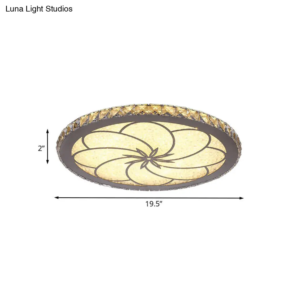 Modern Crystal Led Ceiling Lamp In Chrome Finish - Blossom Flushmount Fixture