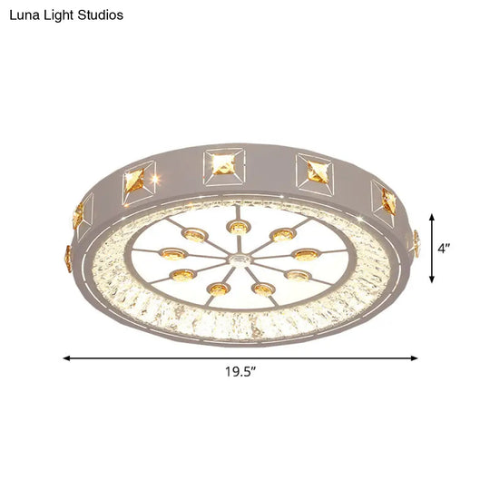 Modern Crystal Led Ceiling Lamp Round Flushmount Design With Orange Chevron Pattern In Chrome