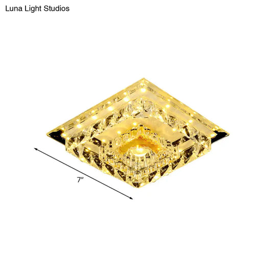 Modern Crystal Led Ceiling Light For Bedroom With Tiered Square Design - Warm/White
