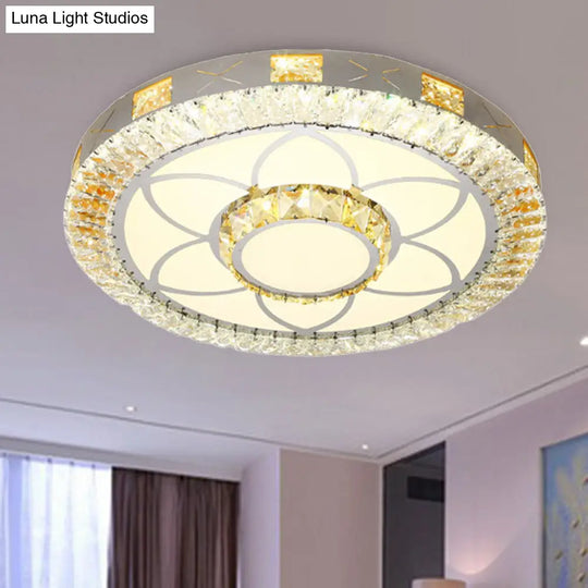 Modern Crystal Led Ceiling Light For Bedroom With White Flush Mount