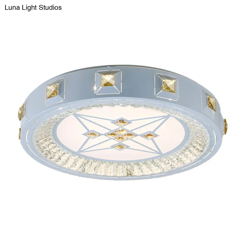 Modern Crystal Led Ceiling Light With Remote Control And Stepless Dimming - White Stylish