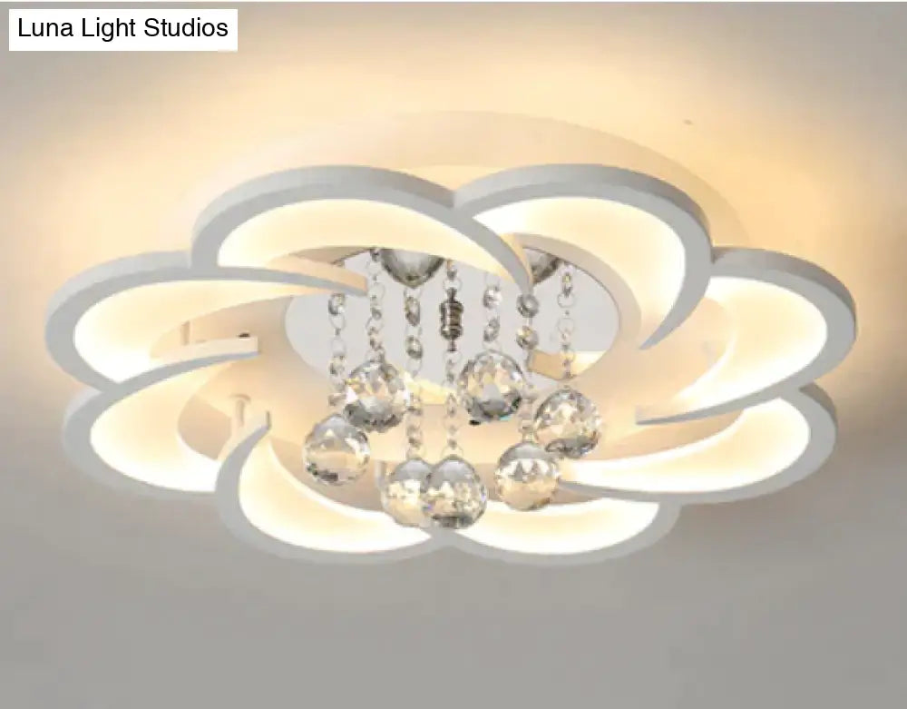 Modern Crystal Led Ceiling Lights For Living Room Bedroom Home Deco Lamp White Color / Diameter