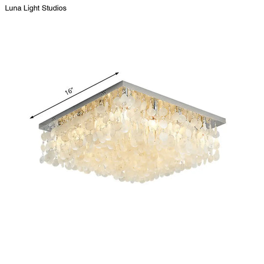 Modern Crystal Led Chrome Ceiling Light For Bedroom - Square Flush Mount 16/19.5/23.5 Wide