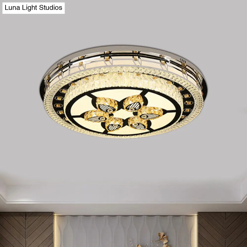 Modern Crystal Led Chrome Flush Mount Ceiling Light - Star Living Room