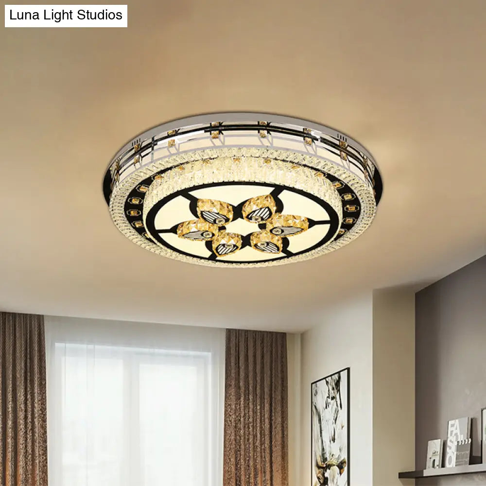 Modern Crystal Led Chrome Flush Mount Ceiling Light - Star Living Room