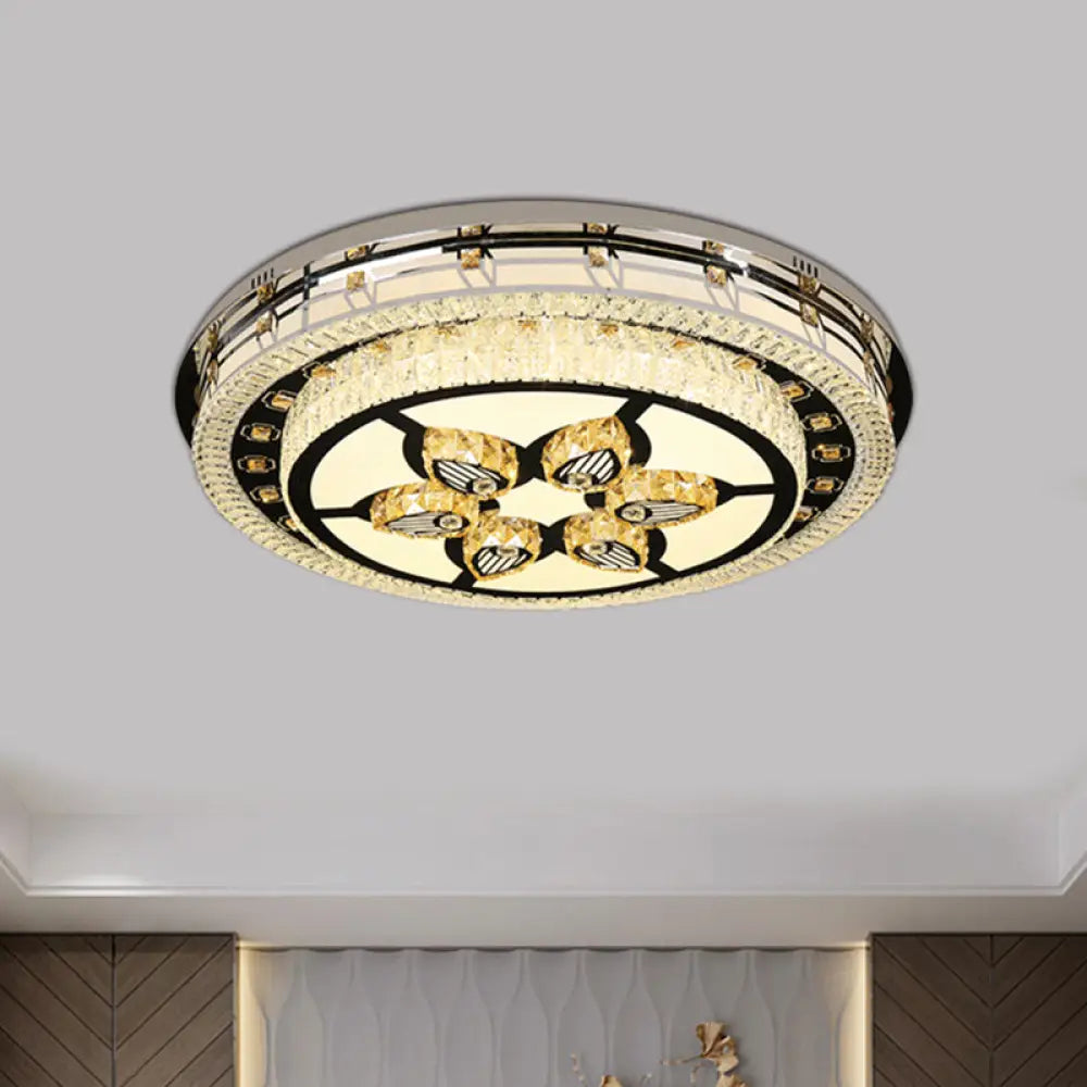 Modern Crystal Led Chrome Flush Mount Ceiling Light - Star Living Room