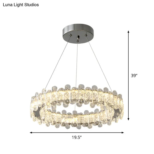 Modern Crystal Led Circle Pendant Chandelier - Chrome Finish