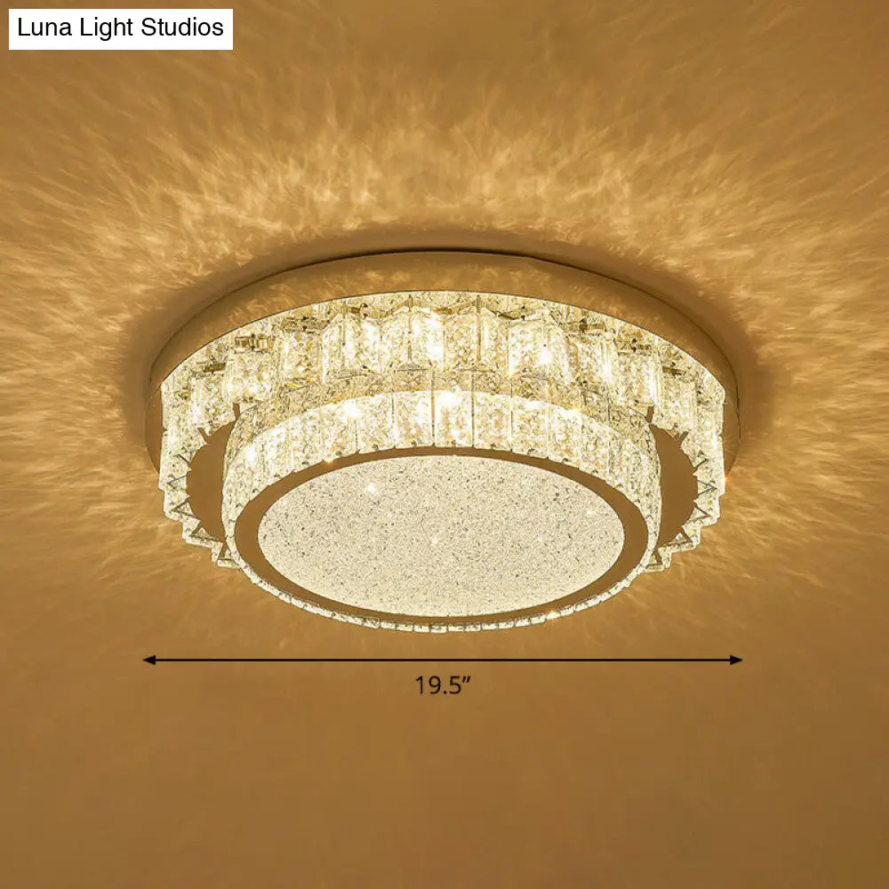 Modern Crystal Led Flush Ceiling Light With Sleek Geometric Design Clear / 19.5 Round