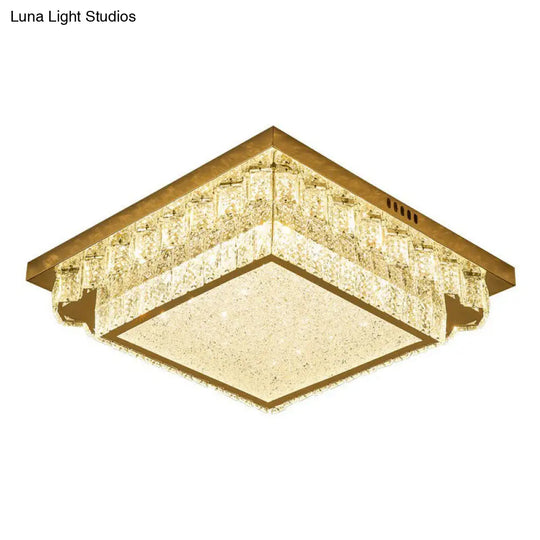 Modern Crystal Led Flush Ceiling Light With Sleek Geometric Design