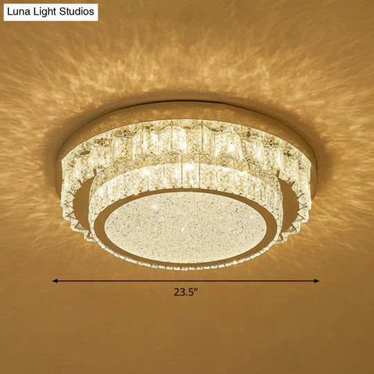 Modern Crystal Led Flush Ceiling Light With Sleek Geometric Design Clear / 23.5 Round