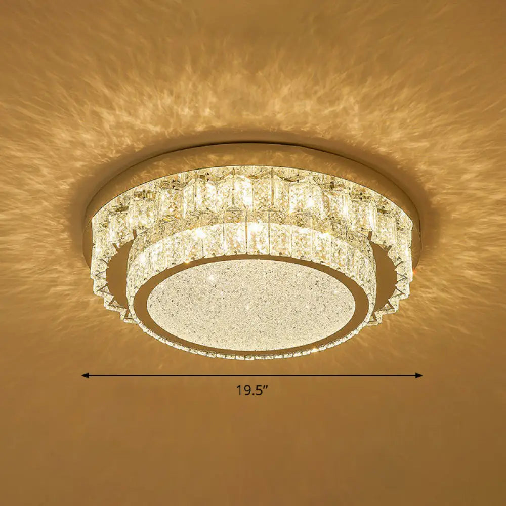 Modern Crystal Led Flush Ceiling Light With Sleek Geometric Design Clear / 19.5’ Round