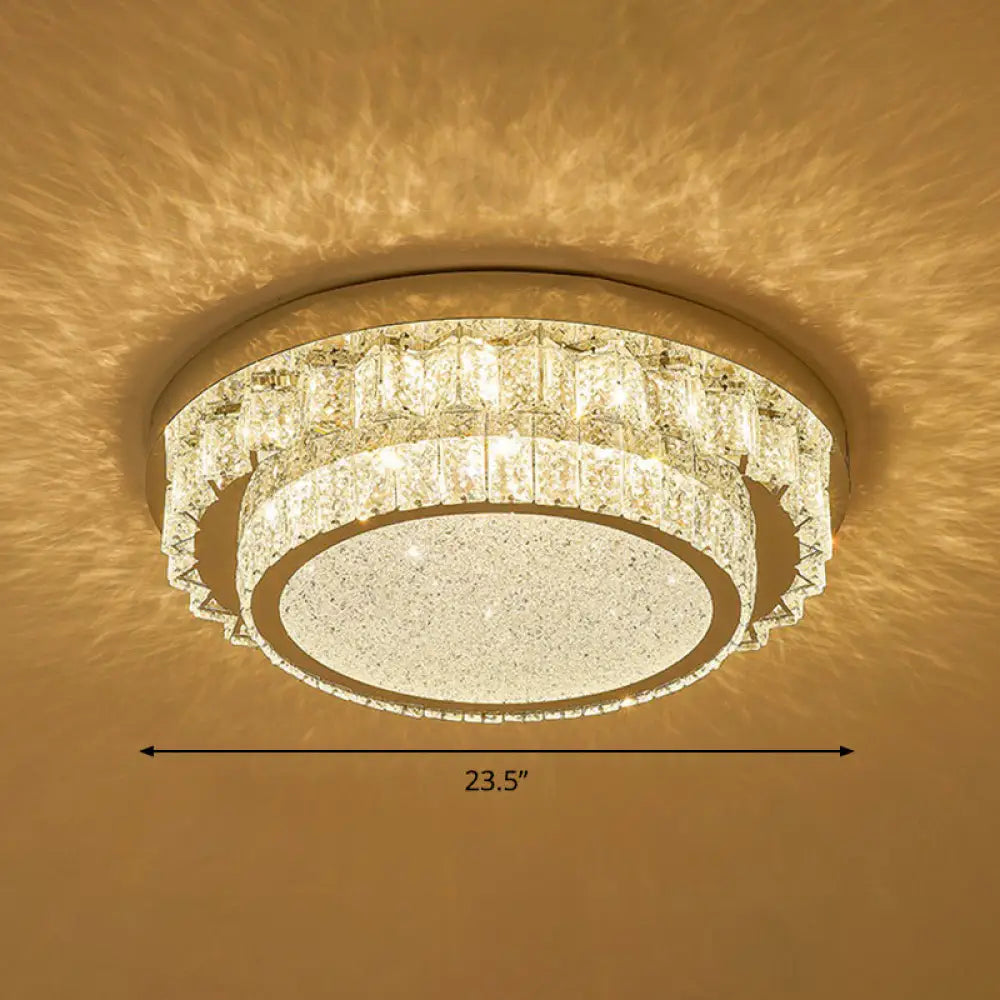 Modern Crystal Led Flush Ceiling Light With Sleek Geometric Design Clear / 23.5’ Round