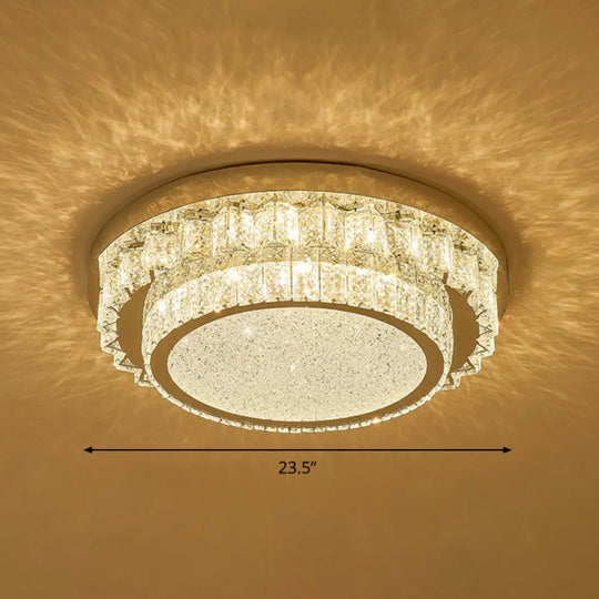 Modern Crystal Led Flush Ceiling Light With Sleek Geometric Design Clear / 23.5’ Round