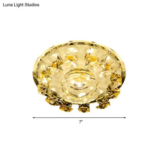 Modern Crystal Led Flush Light With Warm/White Lighting For Hallways Or Small Spaces