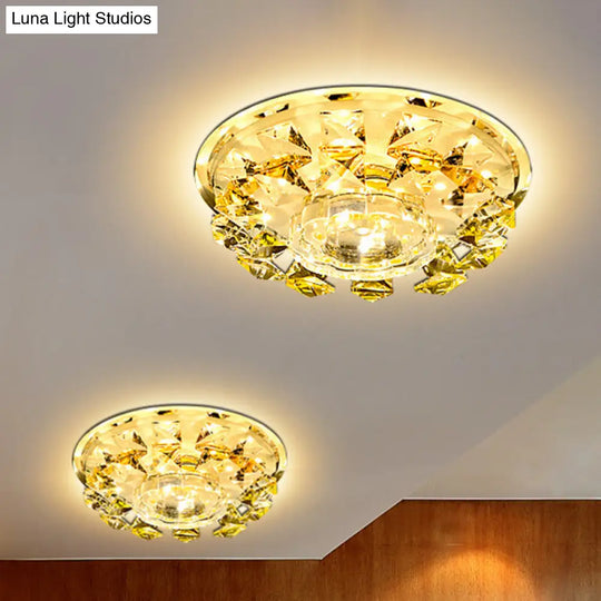 Modern Crystal Led Flush Light With Warm/White Lighting For Hallways Or Small Spaces Yellow / White