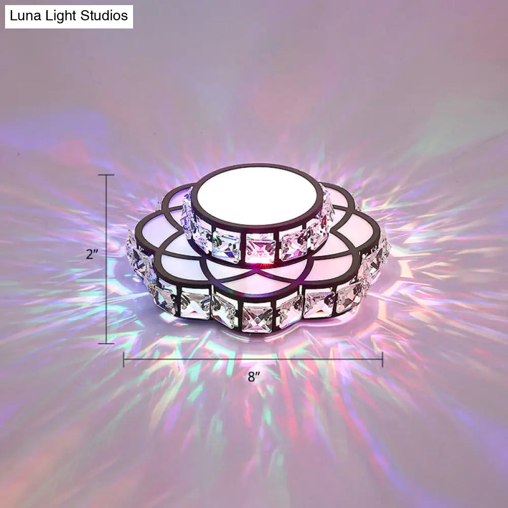 Modern Crystal Led Flush Mount Ceiling Light - Black Floral Design For Gallery / Multi Color