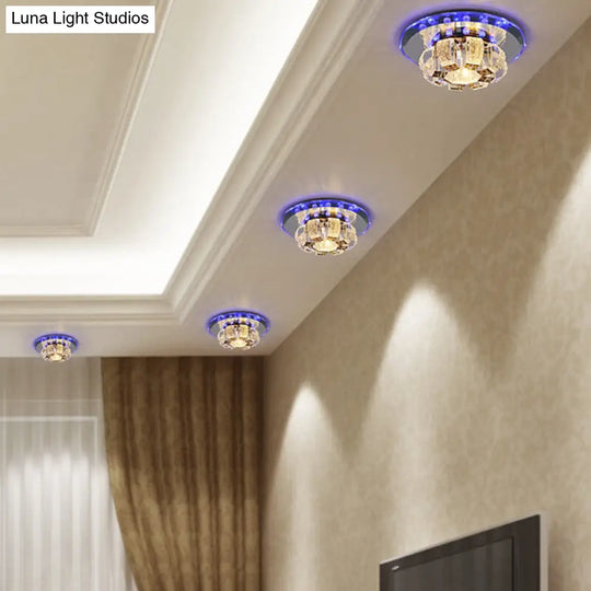 Modern Crystal Led Flush Mount Ceiling Light For Hallway With Flower-Like Design