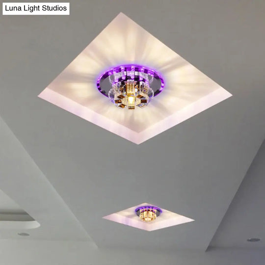 Modern Crystal Led Flush Mount Ceiling Light For Hallway With Flower-Like Design Clear / Purple