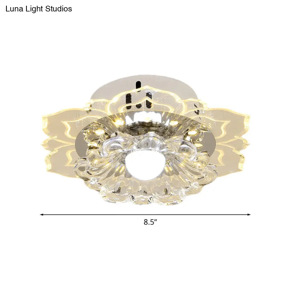 Modern Crystal Led Flush Mount Ceiling Light For Living Room