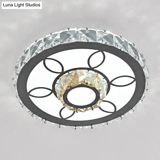 Modern Crystal Led Flush Mount Ceiling Light In Stainless-Steel For Corridors / White A