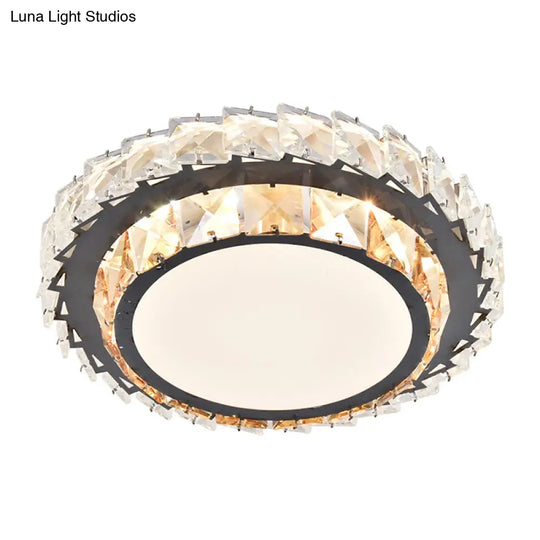 Modern Crystal Led Flush Mount Ceiling Light In Stainless - Steel For Corridors