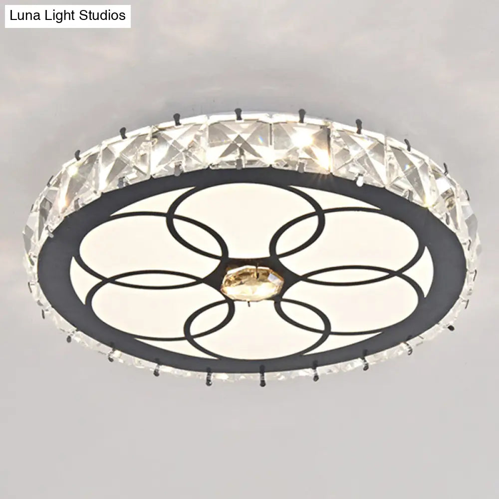 Modern Crystal Led Flush Mount Ceiling Light In Stainless-Steel For Corridors / Third Gear C