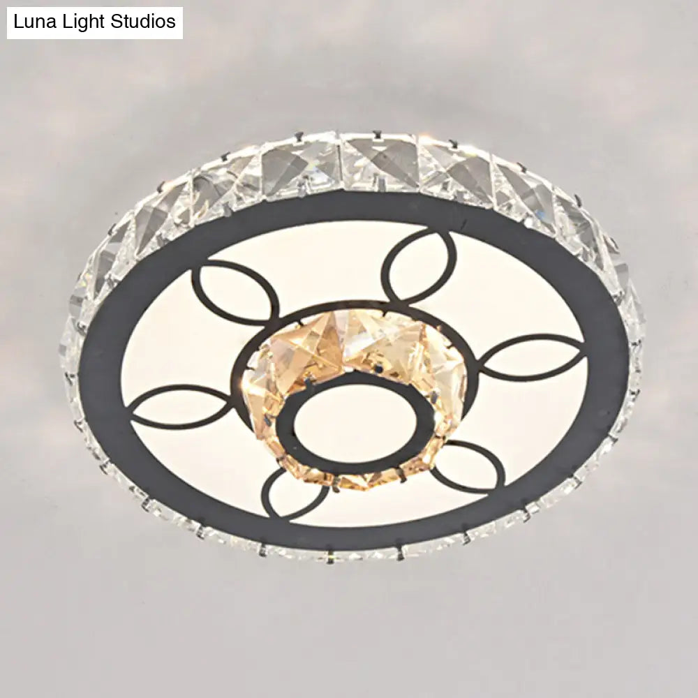 Modern Crystal Led Flush Mount Ceiling Light In Stainless-Steel For Corridors / Third Gear A