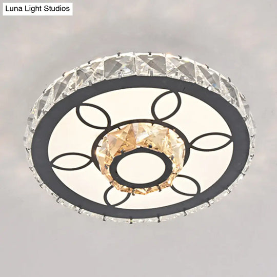 Modern Crystal Led Flush Mount Ceiling Light In Stainless-Steel For Corridors / Third Gear A