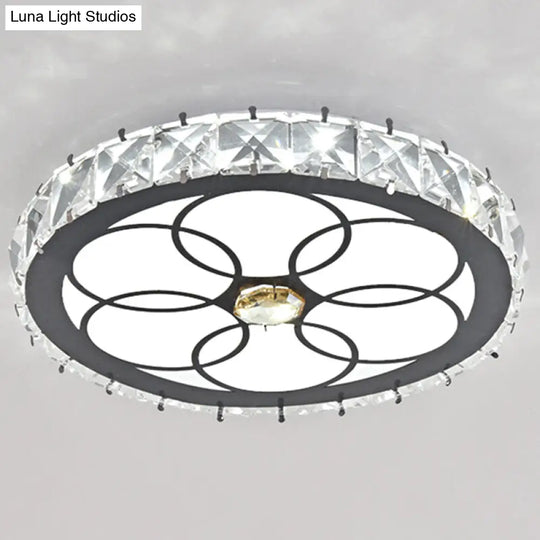 Modern Crystal Led Flush Mount Ceiling Light In Stainless-Steel For Corridors / White C