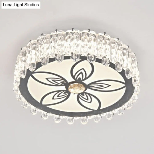 Modern Crystal Led Flush Mount Ceiling Light In Stainless-Steel For Corridors / Third Gear E