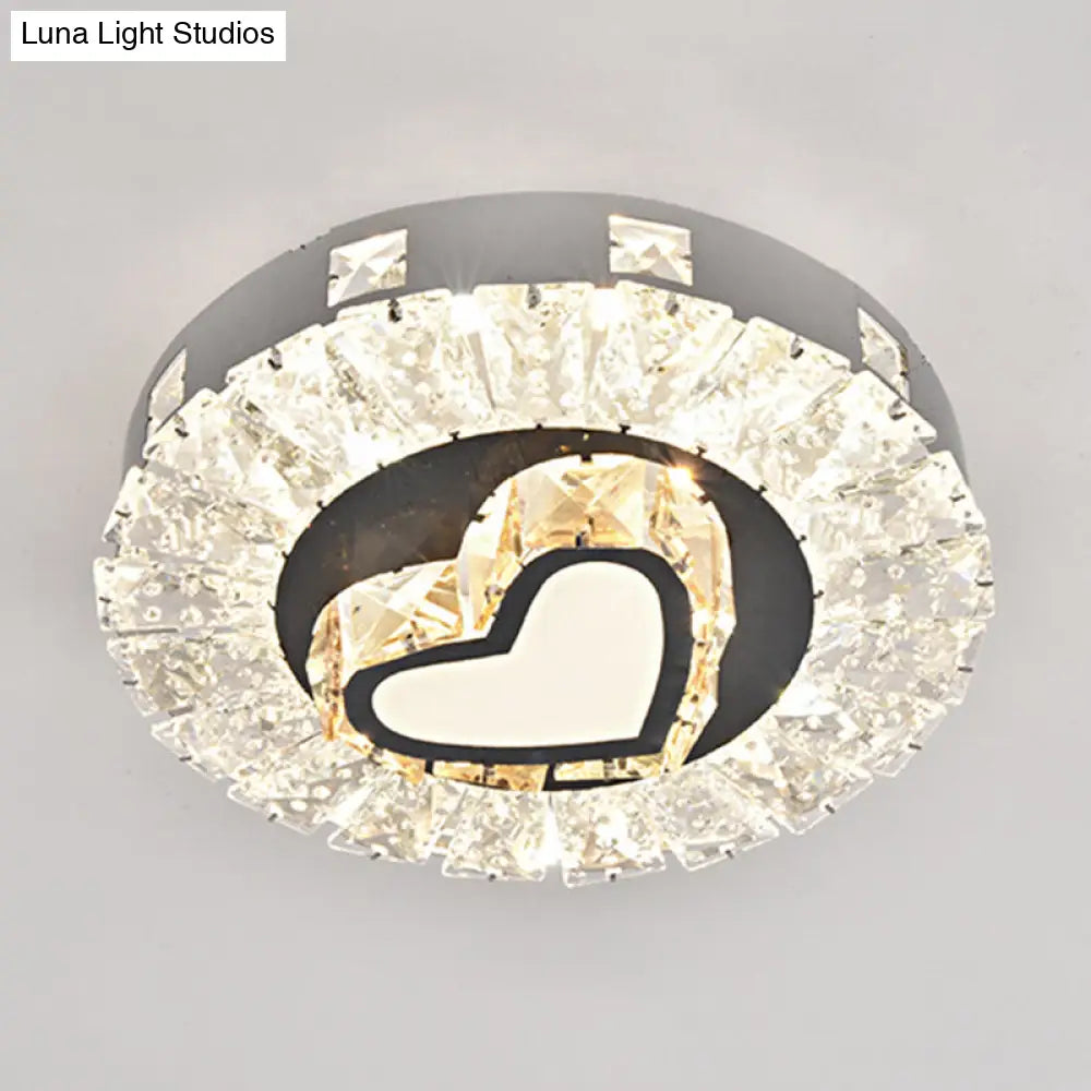 Modern Crystal Led Flush Mount Ceiling Light In Stainless-Steel For Corridors / Third Gear J