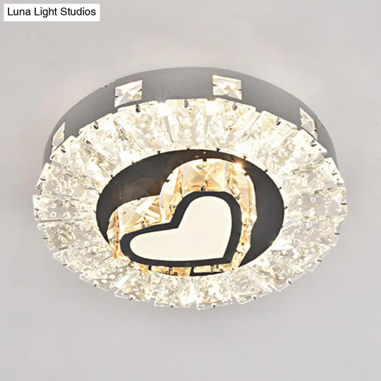 Modern Crystal Led Flush Mount Ceiling Light In Stainless-Steel For Corridors / Third Gear J