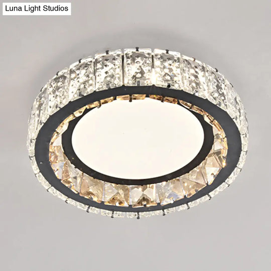 Modern Crystal Led Flush Mount Ceiling Light In Stainless-Steel For Corridors / Third Gear B