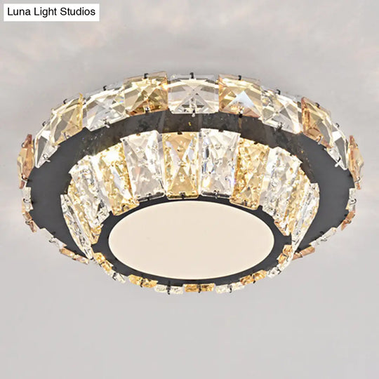 Modern Crystal Led Flush Mount Ceiling Light In Stainless-Steel For Corridors / Third Gear F